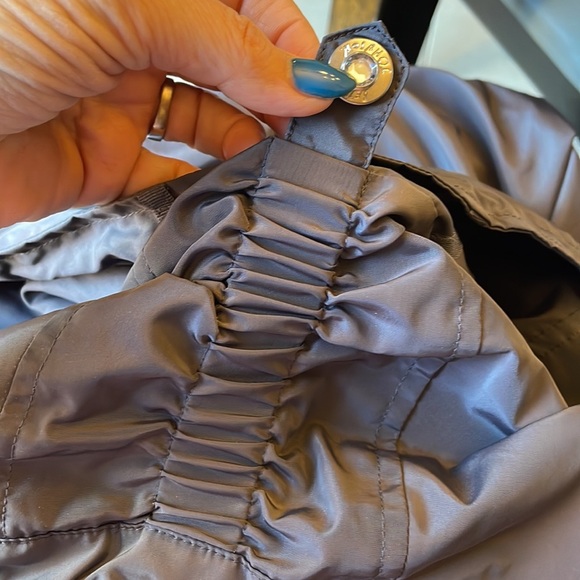 BETSY JOHNSON hooded option cinched waist trench rain coat zipped snap front SM - Picture 16 of 16